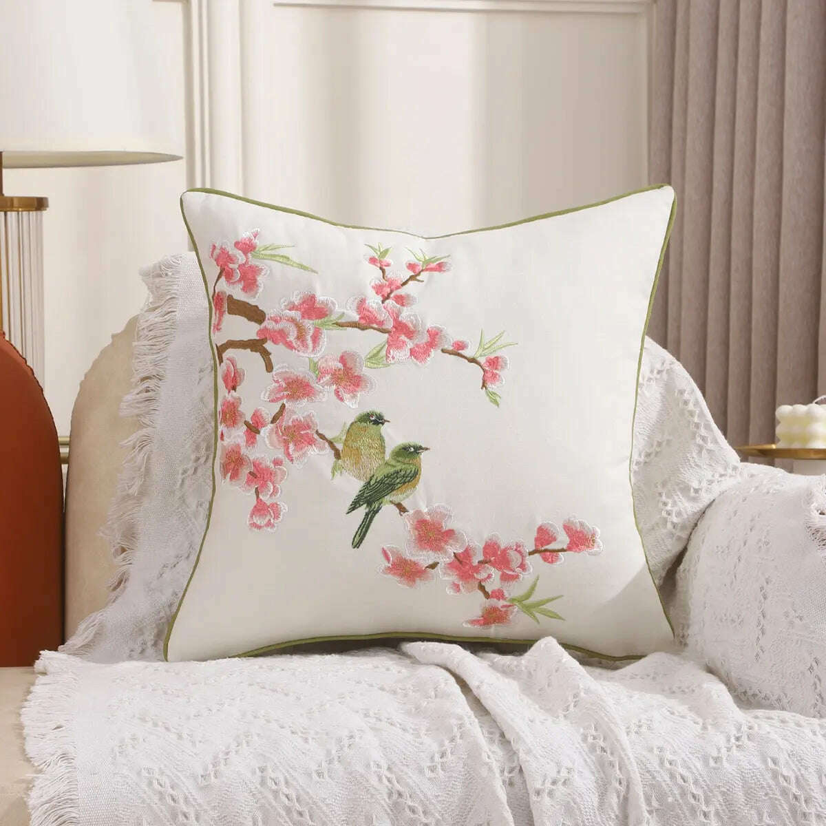 1Pc Decorative Pillowcase Flowers Embroidered Throw Pillow Covers Farmhouse Cotton Pillow Cushion Cases Home Decor - KIMLUD