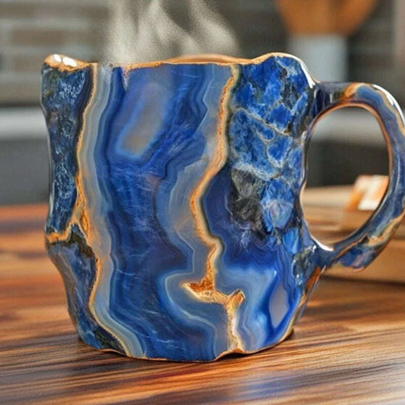 KIMLUD, 1PC Multi-Colored Mineral Crystal Coffee Mug,Natural Mineral Crystal Mug, Colorful Crystal Christmas Mugs,Christmas Gift New, KIMLUD Womens Clothes