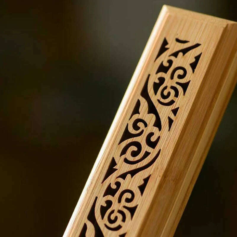 1pc Natural Bamboo Incense Burner With Laying Plate - Aromatherapy Wooden Box For Incense Storage And Burning - KIMLUD