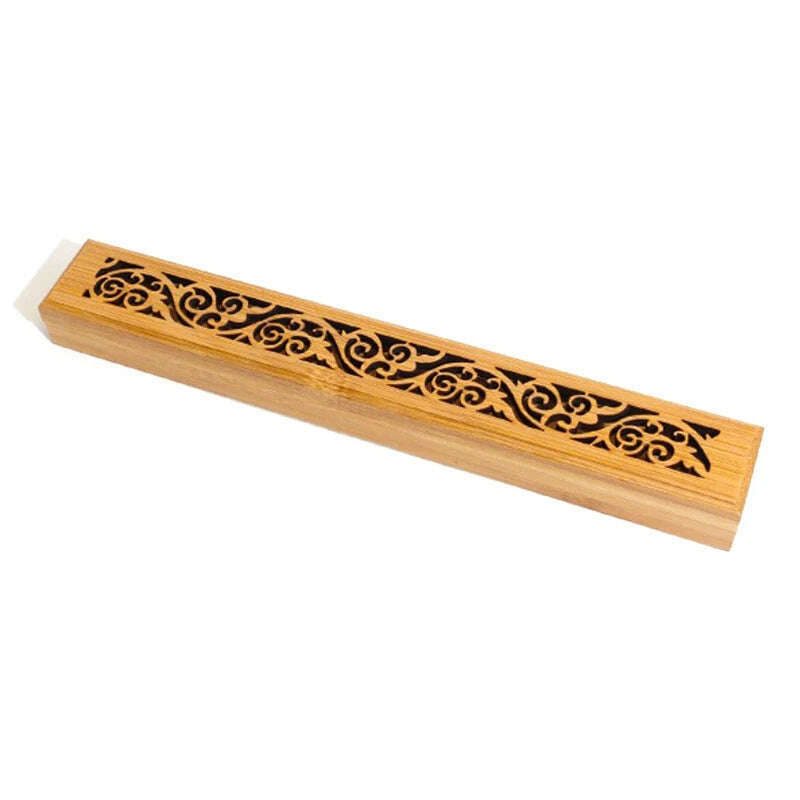 1pc Natural Bamboo Incense Burner With Laying Plate - Aromatherapy Wooden Box For Incense Storage And Burning - KIMLUD