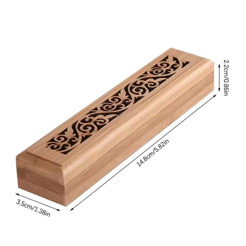 1pc Natural Bamboo Incense Burner With Laying Plate - Aromatherapy Wooden Box For Incense Storage And Burning - KIMLUD