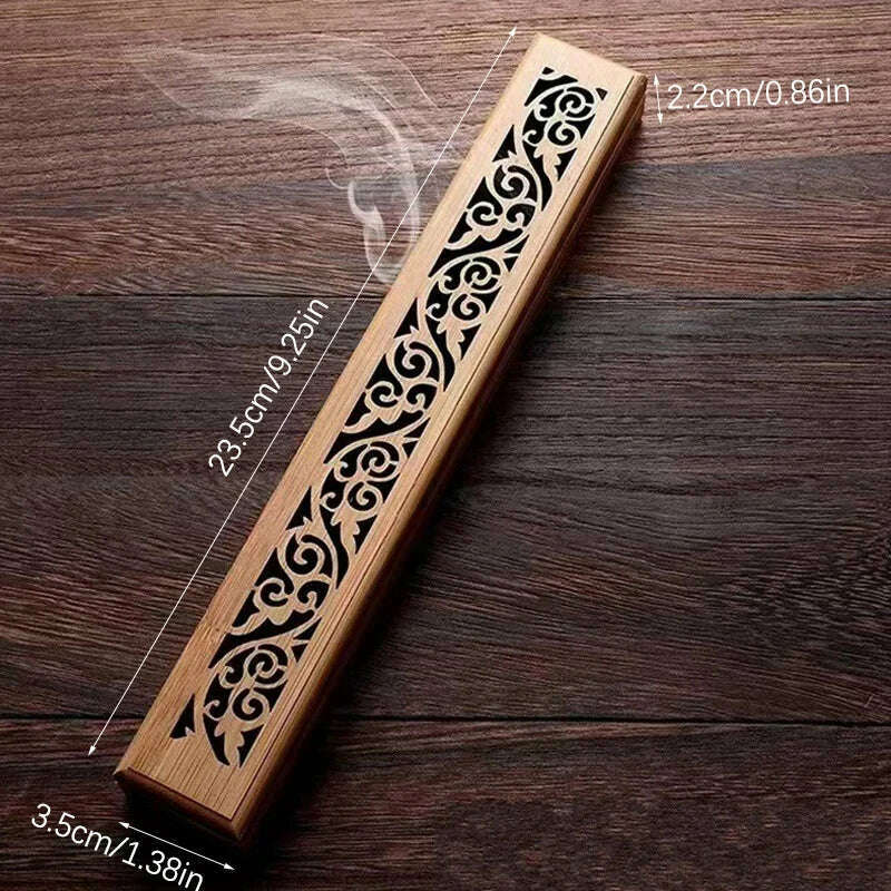 1pc Natural Bamboo Incense Burner With Laying Plate - Aromatherapy Wooden Box For Incense Storage And Burning - KIMLUD