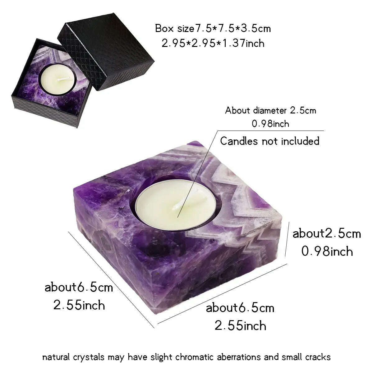 KIMLUD, 1pc Natural Crystal Raw Stone Square Rose Quartz Rough Candlestick Clear Quartz Smokeless Candle Home Decoration, KIMLUD Womens Clothes