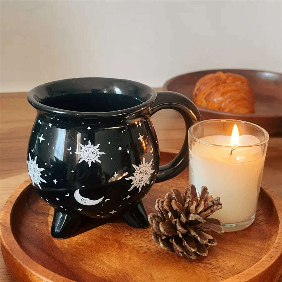 KIMLUD, 1pc New Halloween Witches Cauldron Mug Ceramic Witch Mug Gothic Mug Witch Cup for Banquet Festival Halloween Decoration Gifts, KIMLUD Womens Clothes