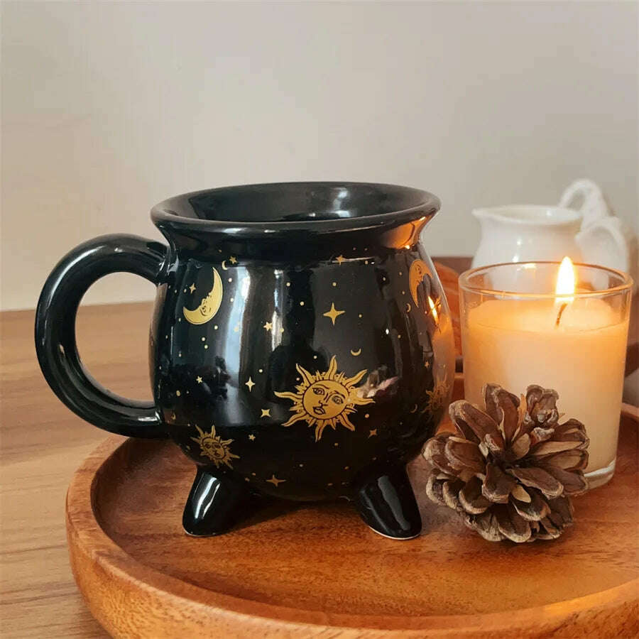 KIMLUD, 1pc New Halloween Witches Cauldron Mug Ceramic Witch Mug Gothic Mug Witch Cup for Banquet Festival Halloween Decoration Gifts, KIMLUD Womens Clothes