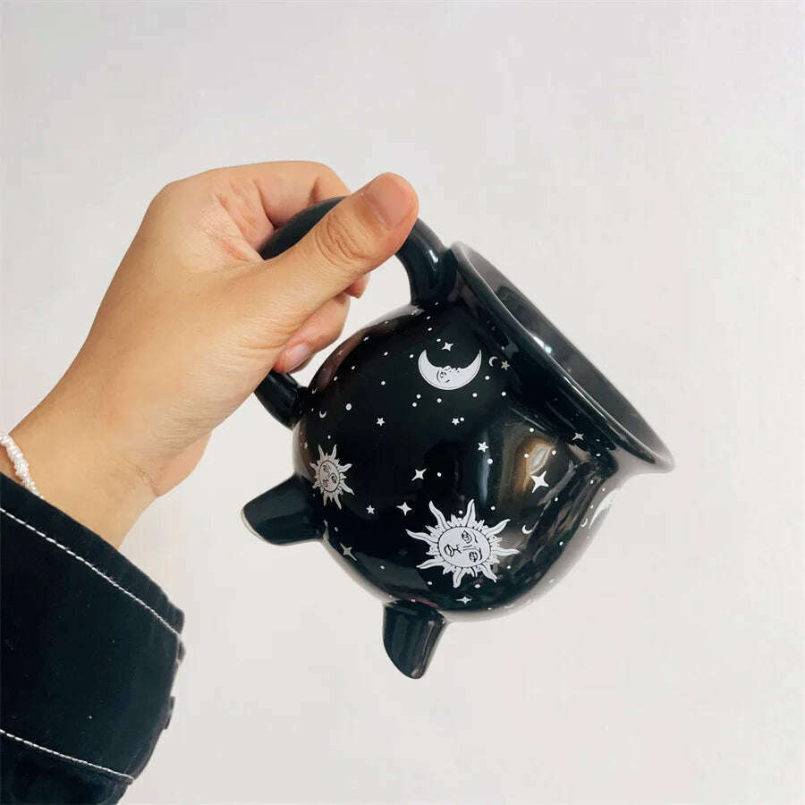 KIMLUD, 1pc New Halloween Witches Cauldron Mug Ceramic Witch Mug Gothic Mug Witch Cup for Banquet Festival Halloween Decoration Gifts, black / 301-400ml, KIMLUD APPAREL - Womens Clothes
