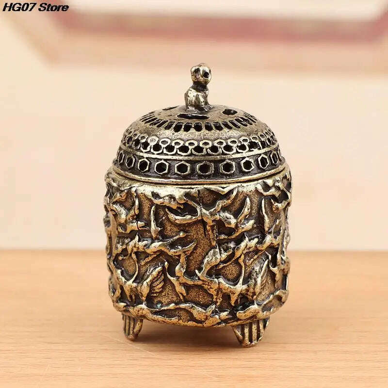 1PC Red-crowned Crane Incense Burner Buddhism Incense Stick Holder Mini Sandalwood Censer Craft Home Decor Ornament - KIMLUD