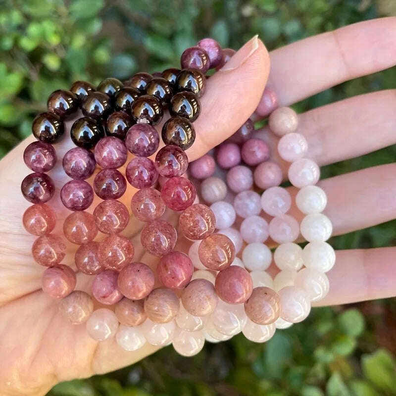 KIMLUD, 1pc/Love Spell Bracelet Symbol of Love and Attraction Rose Quartz Rhodonite Moonstone Stress Relief Bracelet Women’s Healing Jew, KIMLUD Womens Clothes
