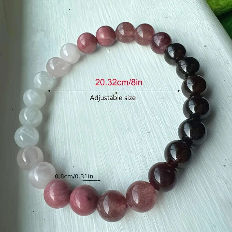 KIMLUD, 1pc/Love Spell Bracelet Symbol of Love and Attraction Rose Quartz Rhodonite Moonstone Stress Relief Bracelet Women’s Healing Jew, KIMLUD Womens Clothes