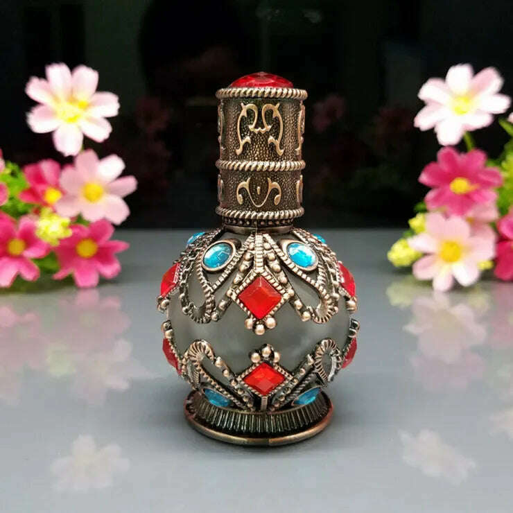KIMLUD, 1pcs 10ml high quality luxe Vintage Glass Dropper Bottle for arab perfume,mini dropper bottles,Bronze vintage perfume bottles, KIMLUD Womens Clothes