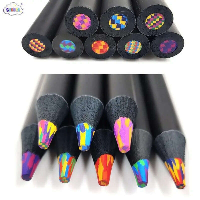 1pcs 4/7/8/12 Colors Gradient Rainbow Pencils Jumbo-Colored Pencils Multicolored Pencils For Art Drawing Coloring Sketching - KIMLUD