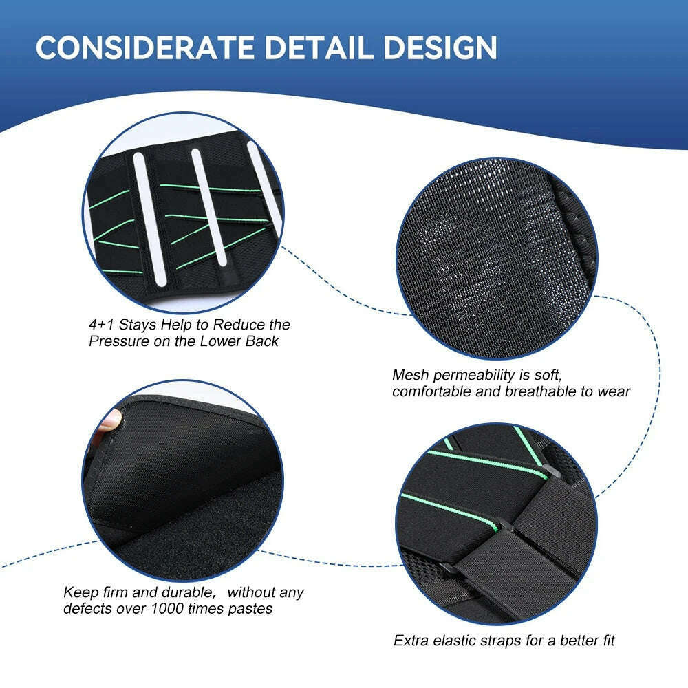 KIMLUD, 1Pcs Back Brace for Lower Back Pain Relief, Lower Back Pain with 6 Stays, Herniated Disc, with Lumbar Support Pad for Men/Women, KIMLUD Womens Clothes