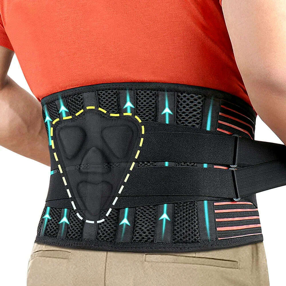 KIMLUD, 1Pcs Back Brace for Men Women Lower Back with Biomimetic Lumbar Pads - Breathable & Adjustable Lumbar Support Belts for Sciatica, black / S, KIMLUD APPAREL - Womens Clothes