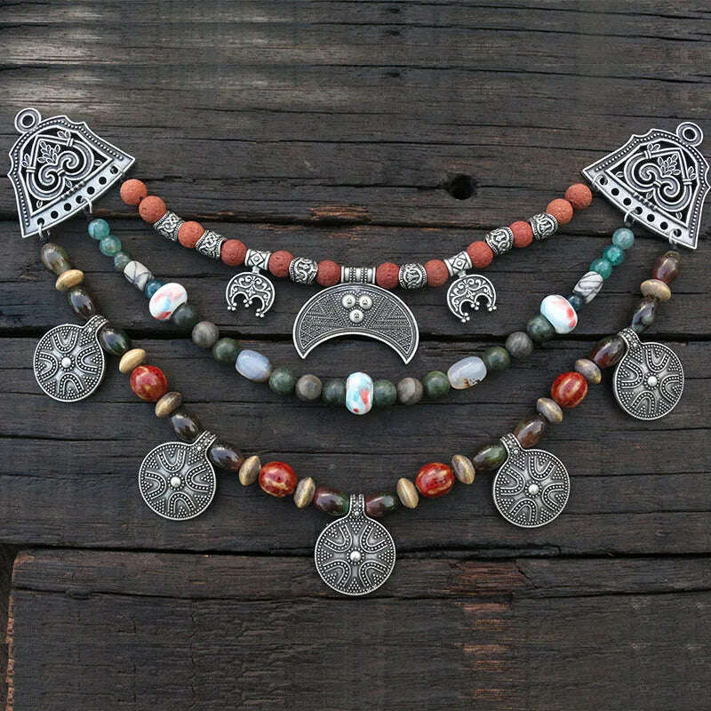 1pcs Dropshipping Slavic Jewelry Makeing For Charms Women Pendant, Ethnic Style Viking Brooch Buckle Lunula Jewelry For Cool Men - KIMLUD