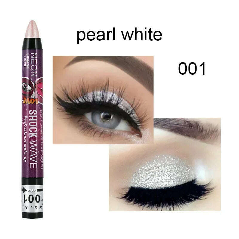 2 In 1 Eyeshadow Lipstick Stick Pencil Waterproof Glitter Matte Eye Shadow Makeup Pigment Eyeshadow Pen - KIMLUD