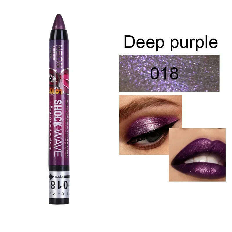 2 In 1 Eyeshadow Lipstick Stick Pencil Waterproof Glitter Matte Eye Shadow Makeup Pigment Eyeshadow Pen - KIMLUD