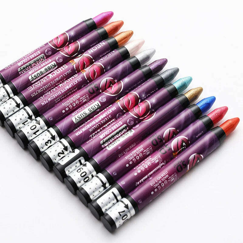 2 In 1 Glitter Eyeshadow Lipstick Pencil Stick Waterproof Pearl Silkworm Eye Shadow Pen Long-lasting Eyeshadow Make Up Cosmetic - KIMLUD