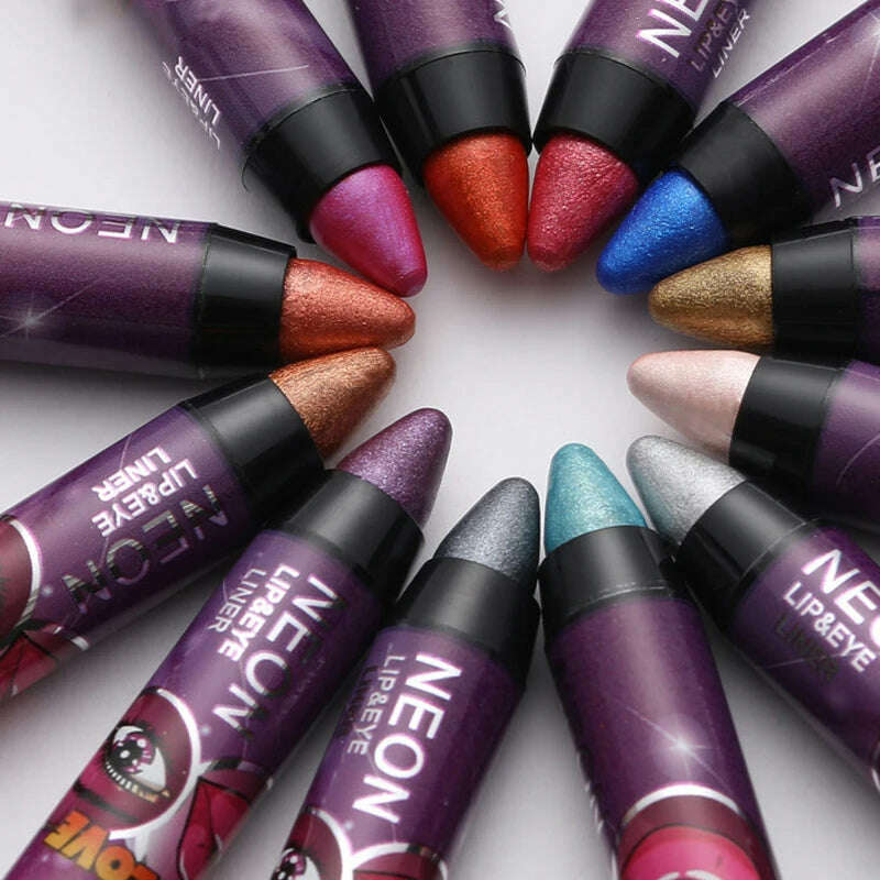 2 In 1 Glitter Eyeshadow Lipstick Pencil Stick Waterproof Pearl Silkworm Eye Shadow Pen Long-lasting Eyeshadow Make Up Cosmetic - KIMLUD
