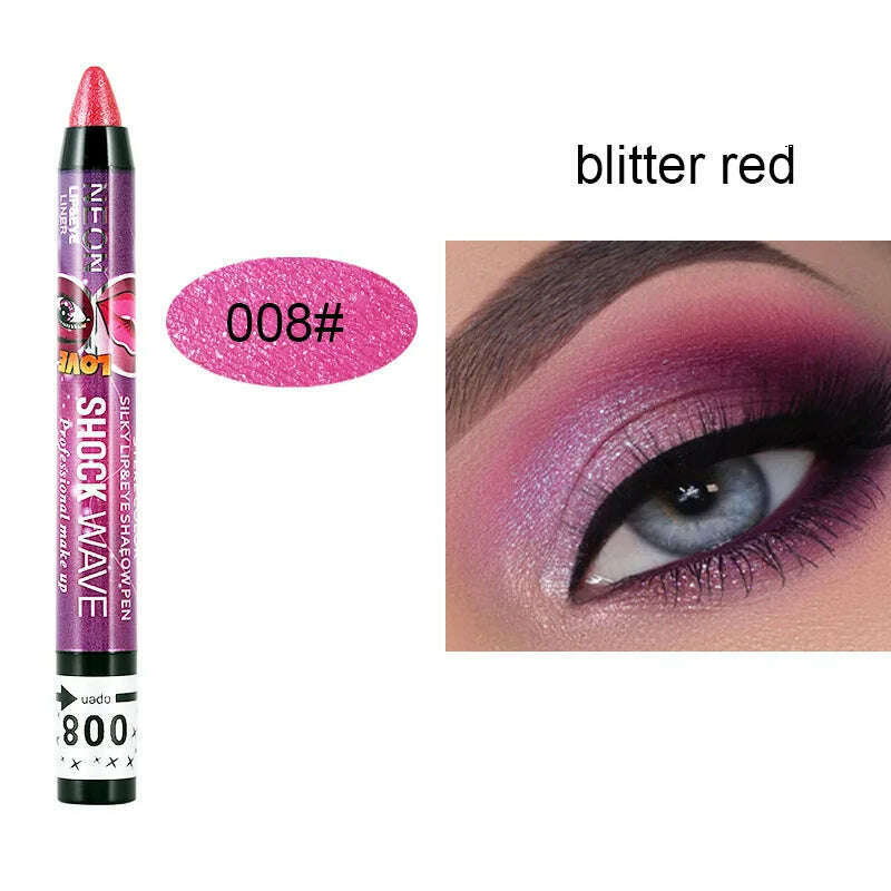 2 In 1 Glitter Eyeshadow Lipstick Pencil Stick Waterproof Pearl Silkworm Eye Shadow Pen Long-lasting Eyeshadow Make Up Cosmetic - KIMLUD