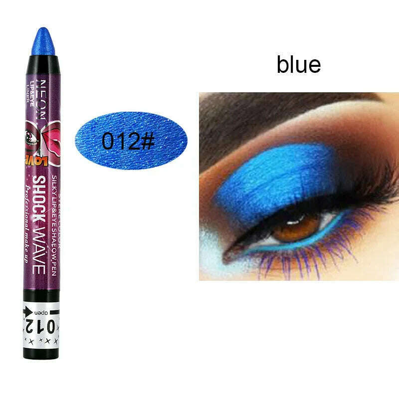 2 In 1 Glitter Eyeshadow Lipstick Pencil Stick Waterproof Pearl Silkworm Eye Shadow Pen Long-lasting Eyeshadow Make Up Cosmetic - KIMLUD