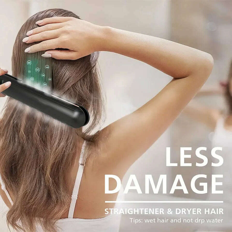 KIMLUD, 2 In 1 Portable Hair Straightener Flat Irons Straight And Curly Hair Ceramic 2022 Design Dual Voltage Hair Straightener, KIMLUD Womens Clothes