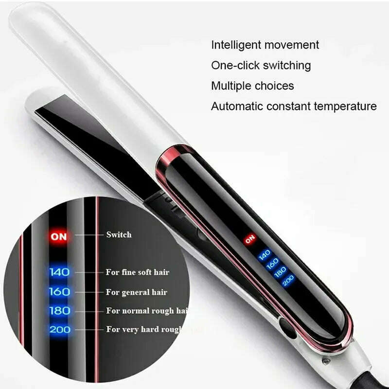 KIMLUD, 2 In 1 Portable Hair Straightener Flat Irons Straight And Curly Hair Ceramic 2022 Design Dual Voltage Hair Straightener, KIMLUD Womens Clothes