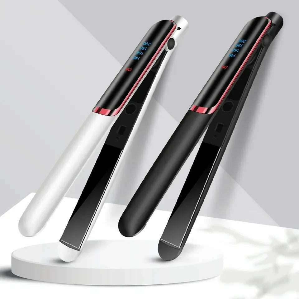 KIMLUD, 2 In 1 Portable Hair Straightener Flat Irons Straight And Curly Hair Ceramic 2022 Design Dual Voltage Hair Straightener, KIMLUD Womens Clothes