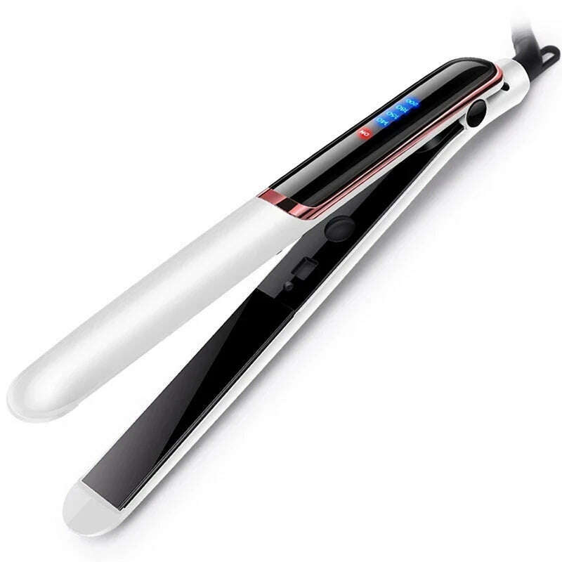 KIMLUD, 2 In 1 Portable Hair Straightener Flat Irons Straight And Curly Hair Ceramic 2022 Design Dual Voltage Hair Straightener, WHITE / UK, KIMLUD APPAREL - Womens Clothes