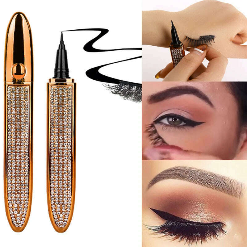 KIMLUD, 2 In 1 Self Adhesive Eyelashes Eyeliner Pencil Long Lasting No Glue Non Magnetic Quick Drying Eyelashes Sticking Eye Liner Pen, KIMLUD Womens Clothes