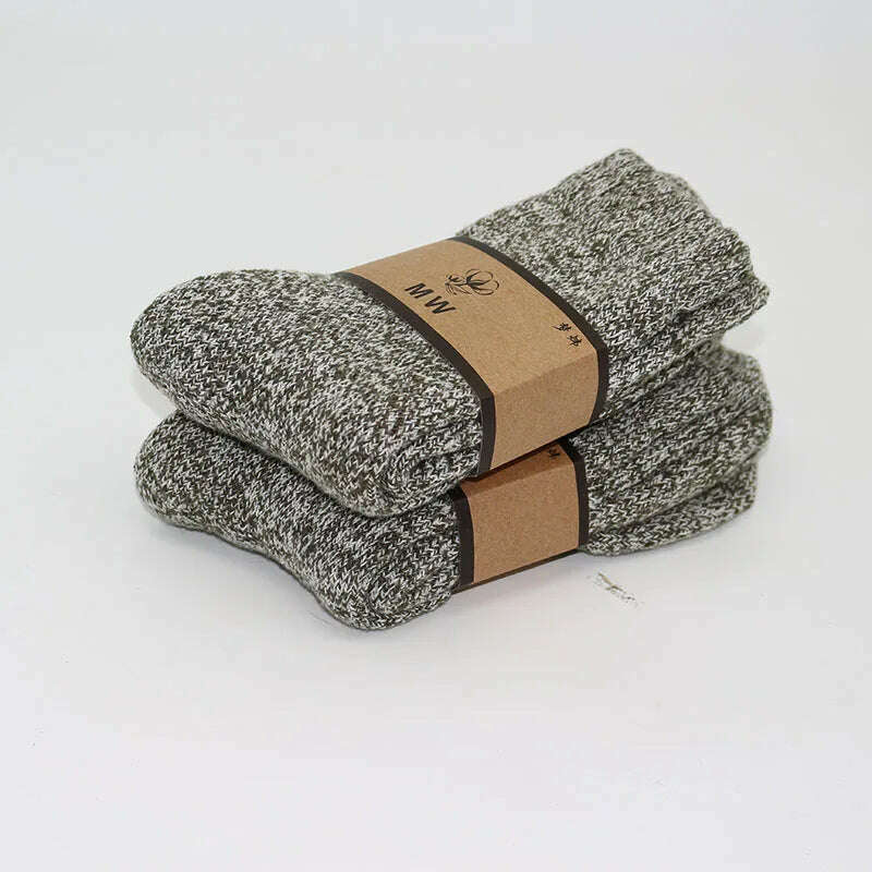 2 Pair Winter Men's Merino Wool Socks Super Thick Warm High Quality Harajuku Retro Snow Casual Antifreeze Cashmere Socks Men - KIMLUD