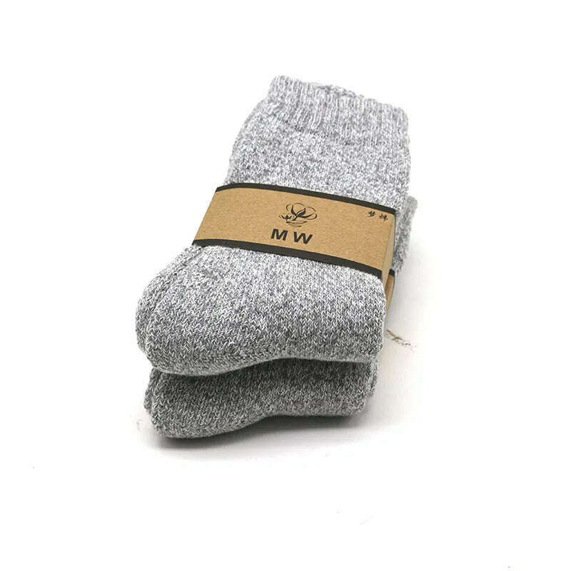 2 Pair Winter Men's Merino Wool Socks Super Thick Warm High Quality Harajuku Retro Snow Casual Antifreeze Cashmere Socks Men - KIMLUD