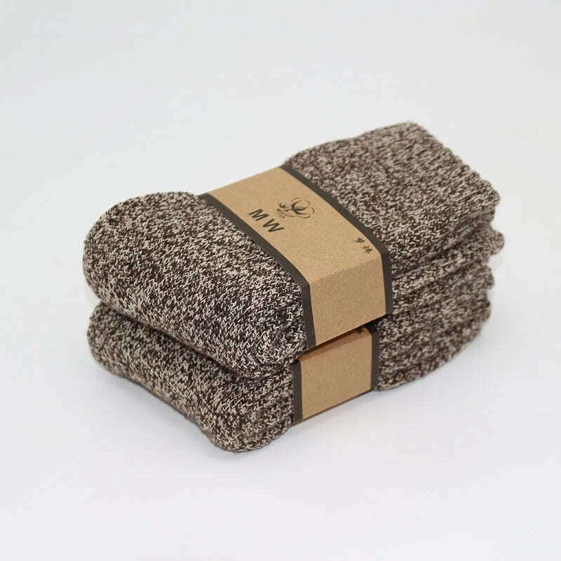 2 Pair Winter Men's Merino Wool Socks Super Thick Warm High Quality Harajuku Retro Snow Casual Antifreeze Cashmere Socks Men - KIMLUD