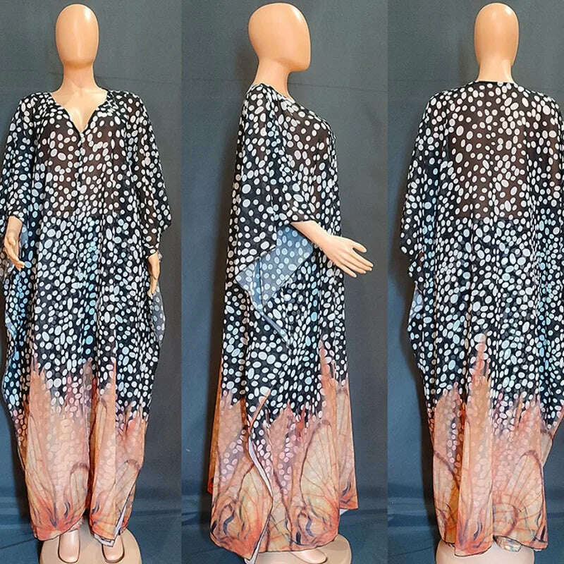 KIMLUD, 2 Piece Set Women Africa Clothes 2022 African Dashiki New Fashion Two Piece Suit Long Tops + Wide Pants Party Big Size For Lady, KIMLUD Womens Clothes