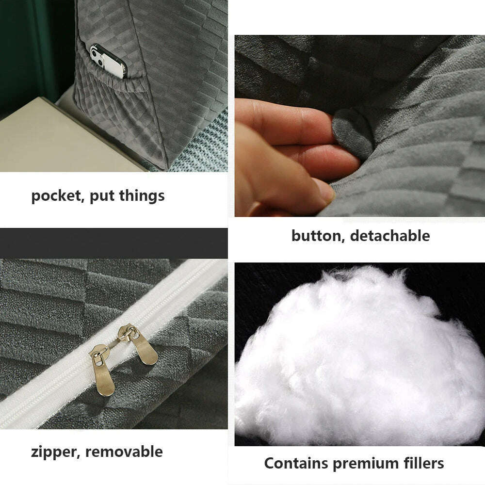 KIMLUD, 200 Cm Triangle Cushion Headboard Pillow Filler Reading Large Backrest Support Wedge Bed Sofa Comfort Waist Pillow Detachable, KIMLUD Womens Clothes