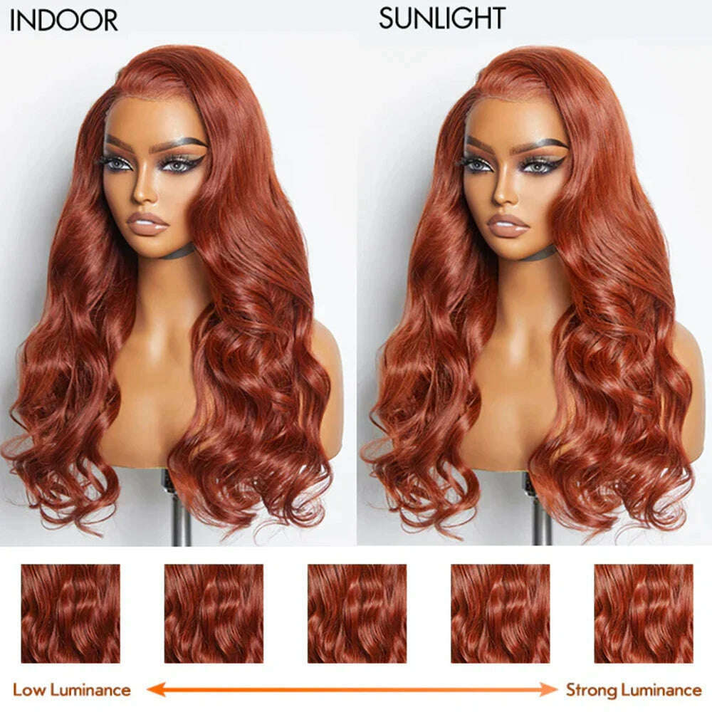 KIMLUD, 200% Density Brazilian 30 Inch Reddish Brown Body Wave 13x4 Lace Front Wig Human Hair 13x6 HD Lace Frontal Wigs For Women, KIMLUD Womens Clothes