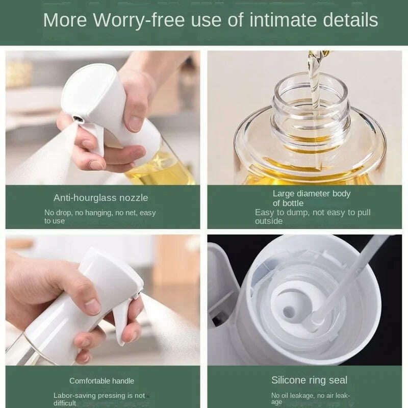 200/300/500 ML Oil Spray Pot Kitchen Household Edible Olive Oil Spray Bottle Atomized Misty Oil Tank Air Fryer Spray Bottle - KIMLUD