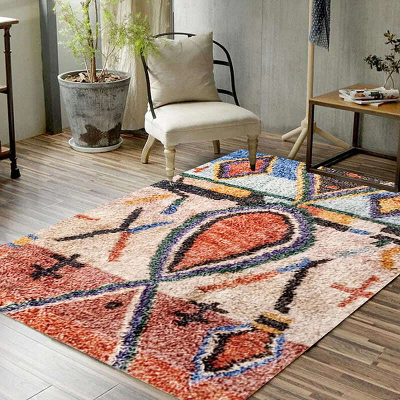 KIMLUD, 200*300cm American Ethnic Style Living Room Morocco Vintage Carpet Bedroom Bohemian Soft Bedside Carpet Nordic Shaggy Area Rug, KIMLUD Women's Clothes