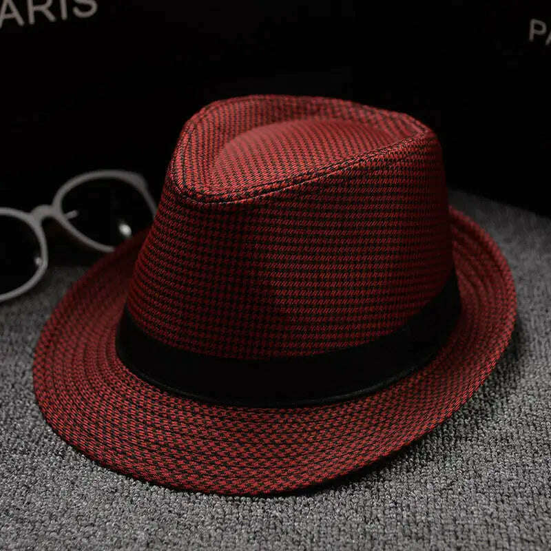 KIMLUD, 2018 England Retro Men's Fedoras Top Jazz Plaid Hat Spring Summer Autumn Bowler Hats Cap Classic Version chapeau Hats, 16, KIMLUD Womens Clothes