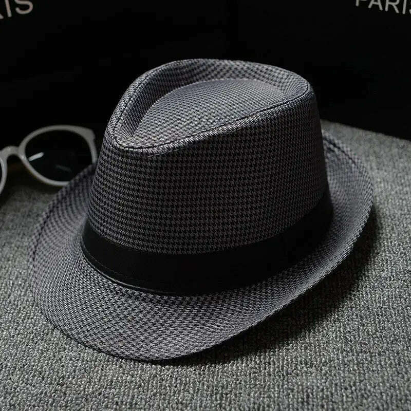 KIMLUD, 2018 England Retro Men's Fedoras Top Jazz Plaid Hat Spring Summer Autumn Bowler Hats Cap Classic Version chapeau Hats, 17, KIMLUD Womens Clothes