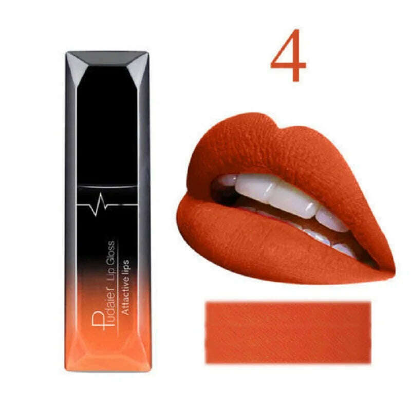 KIMLUD, 2019 Hot Waterproof Liquid Lip Gloss Metallic Matte Lipstick Cosmetic Sexy Batom Mate Lip Tint Makeup Lasting 24Hours Mate Levre, 04, KIMLUD Womens Clothes