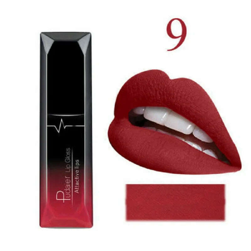 KIMLUD, 2019 Hot Waterproof Liquid Lip Gloss Metallic Matte Lipstick Cosmetic Sexy Batom Mate Lip Tint Makeup Lasting 24Hours Mate Levre, 09, KIMLUD Womens Clothes