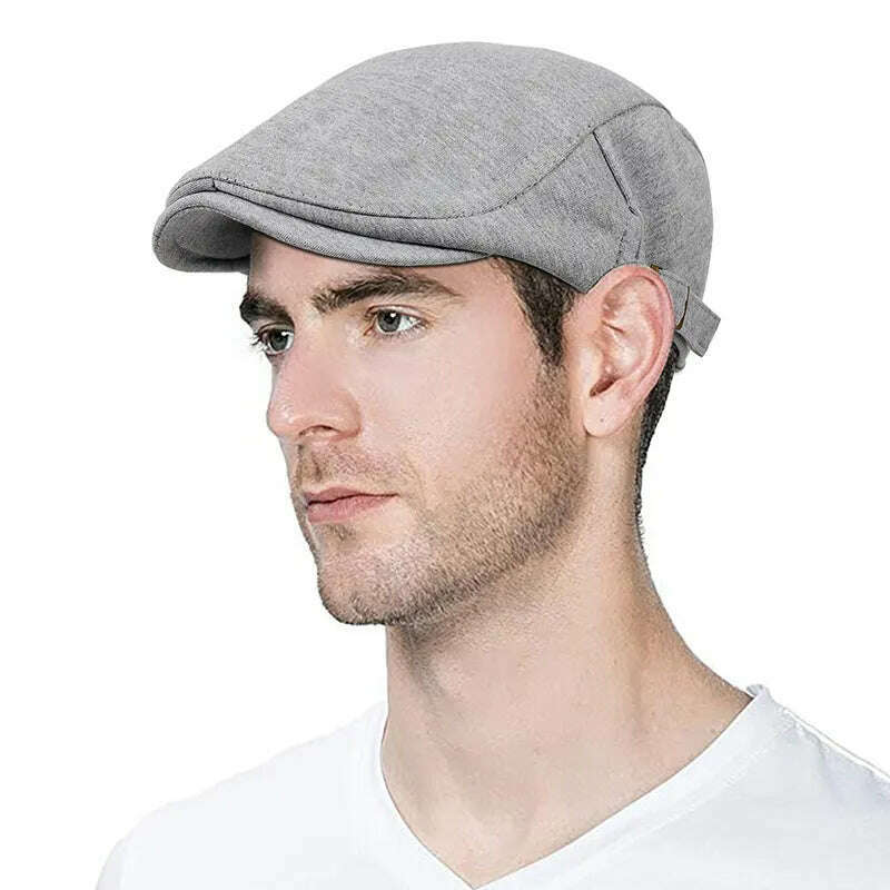 KIMLUD, 2019 new Man Berets cotton British Vintage Flat Caps Gatsby Male Solid Gray Black Spring Autumn Winter Adjustable Driver Hats, KIMLUD Womens ClothesKIMLUD, 2019 new Man Berets cotton British Vintage Flat Caps Gatsby Male Solid Gray Black Spring Autumn Winter Adjustable Driver Hats, Gray, KIMLUD APPAREL - Womens Clothes