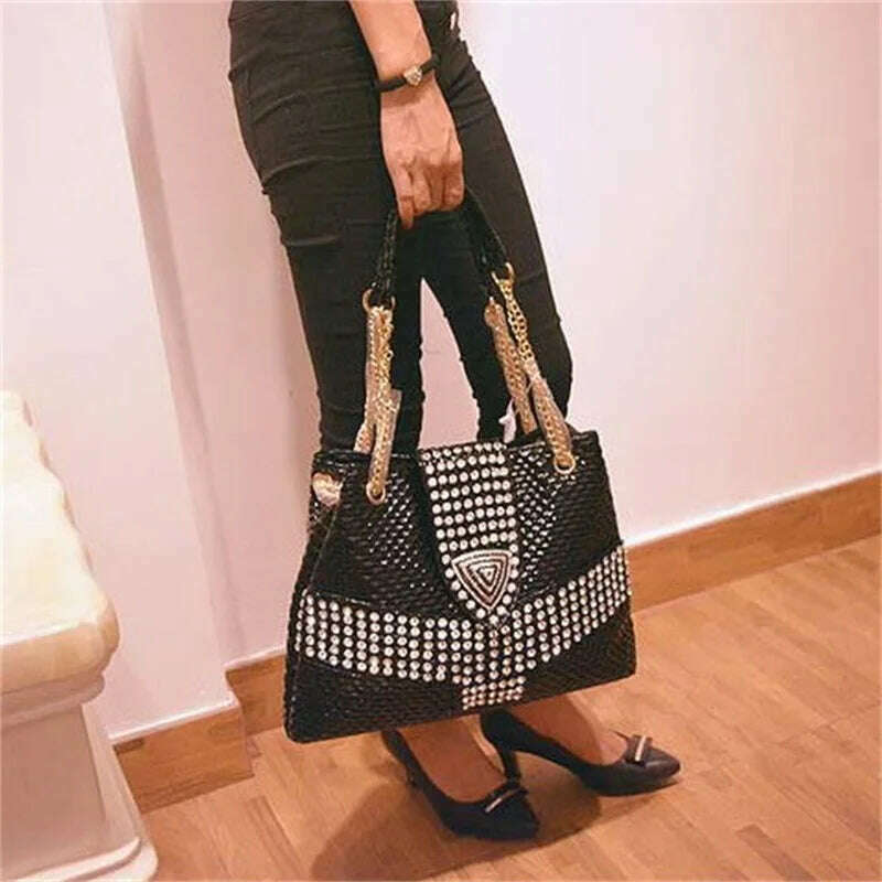 KIMLUD, 2020 new female bag tide diamond drill women handbag shoulder Messenger bags portable casual rhinestone ladies crossbody bags, KIMLUD Women's Clothes