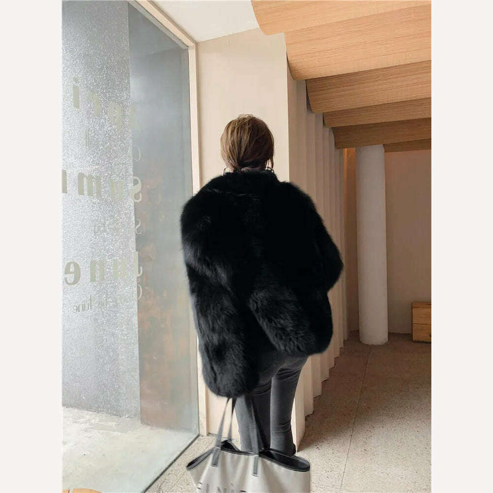KIMLUD, 2021 High Quality Ladies Luxury Full Pelt Warm Jacket Natural Real Silver Red Fox Fur Coat Women Winter Thickening Overcoat, KIMLUD Womens Clothes