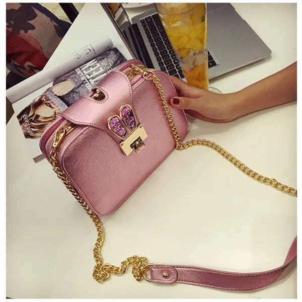 KIMLUD, 2021 New Female single shoulder casual bag 3 compartments style Fashion rabbit ears sculpt Oblique span bag chain flap bag, KIMLUD Womens Clothes