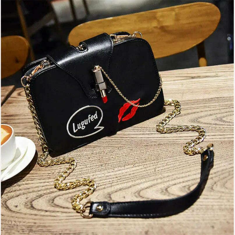 KIMLUD, 2021 New Female single shoulder casual bag 3 compartments style Fashion rabbit ears sculpt Oblique span bag chain flap bag, KIMLUD Womens Clothes