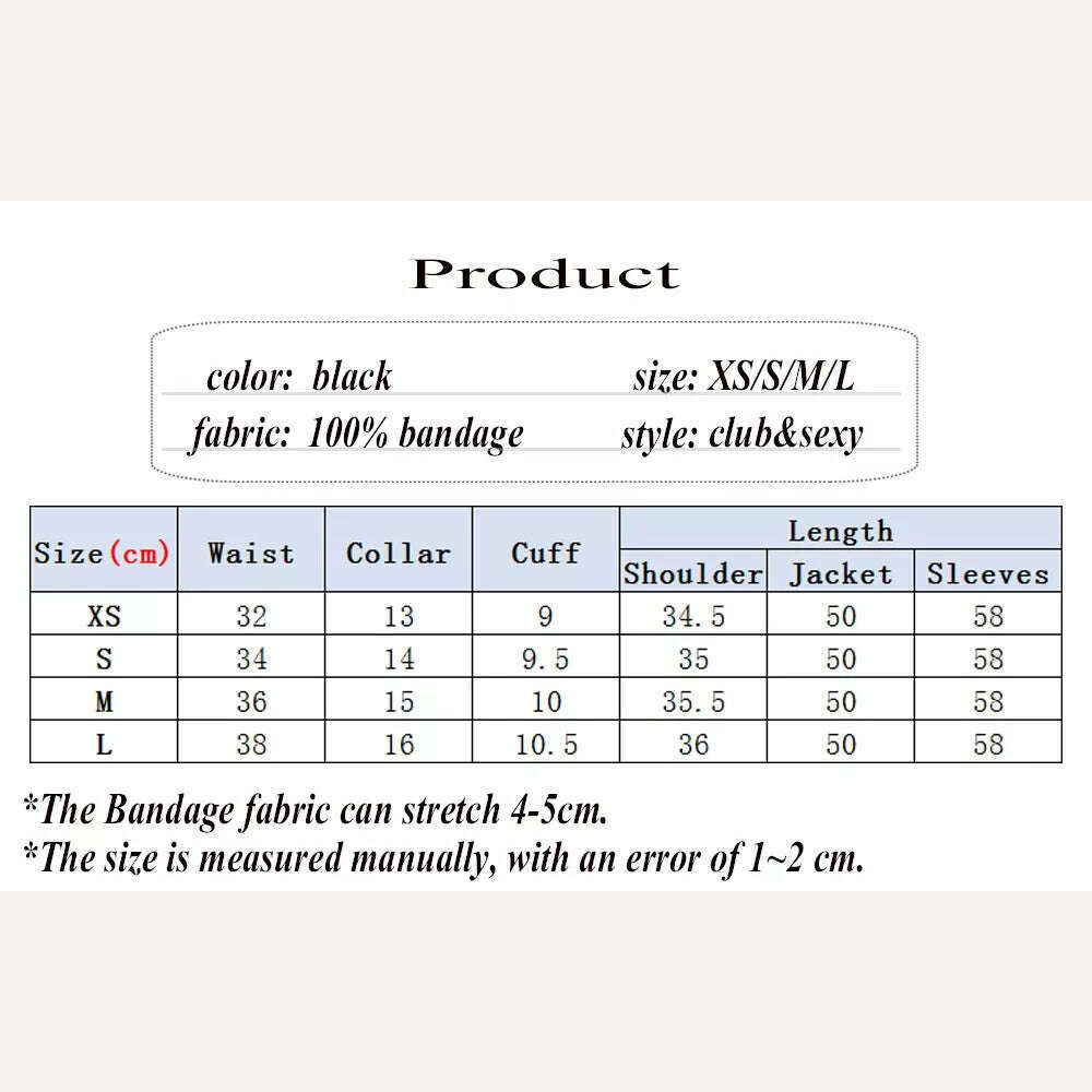 KIMLUD, 2021 New Winter Autumn Fashion Women's Bandage Jacket Long Sleeve Casual Sexy Black Night Club Party Coat Outwear Female Golden, KIMLUD Womens Clothes