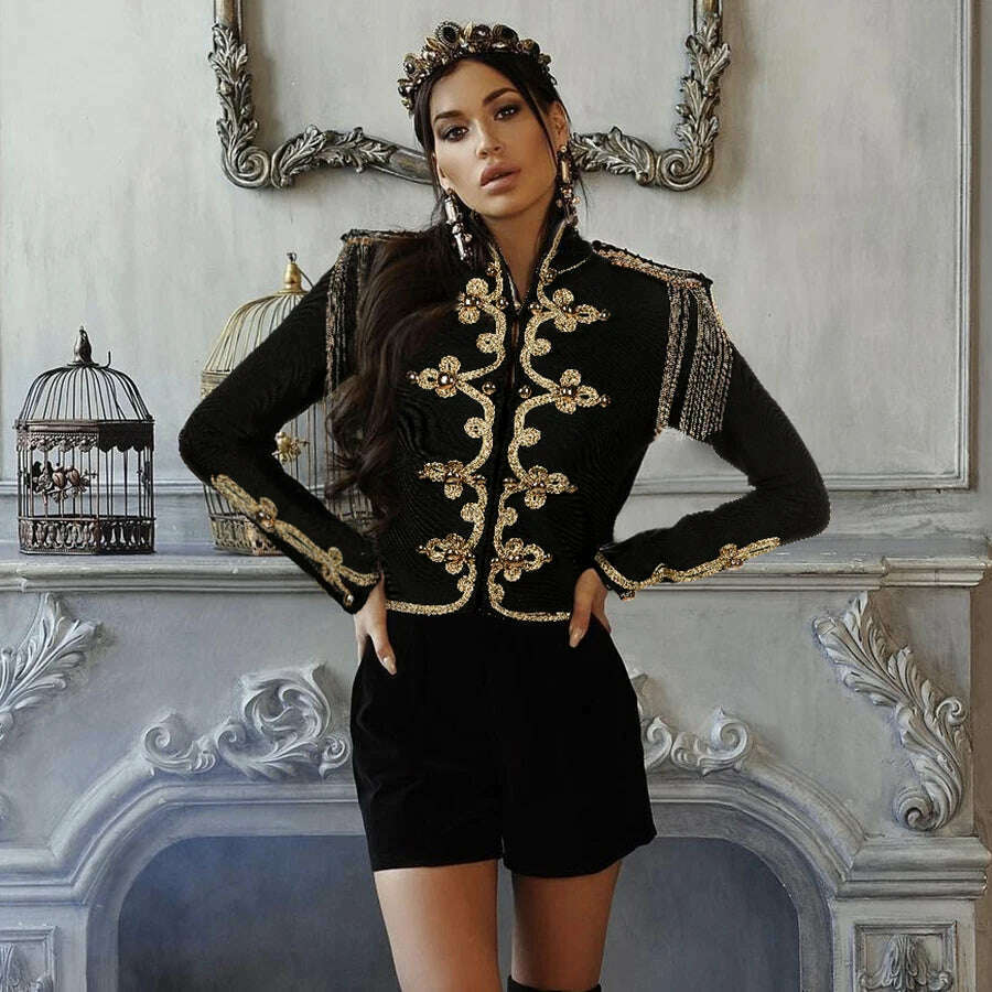 2021 New Winter Autumn Fashion Women's Bandage Jacket Long Sleeve Casu