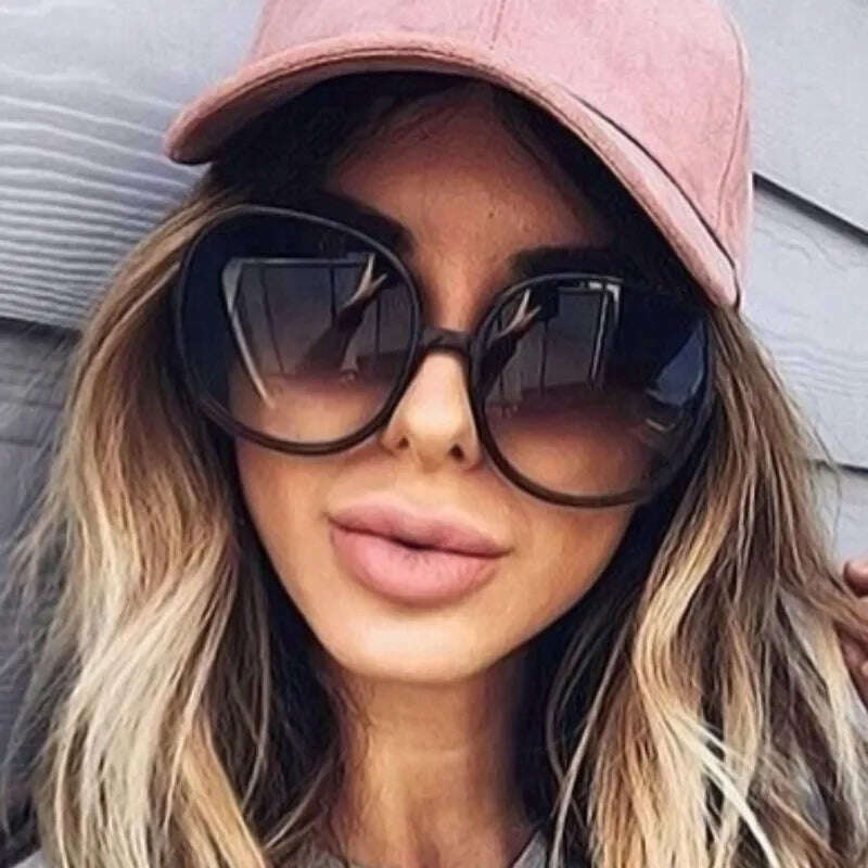 KIMLUD, 2021 Plastic Classic Vintage Woman Sunglasses Oversized Round Frame Luxury Brand Designer Female Glasses Big Shades Oculos, KIMLUD Women's Clothes