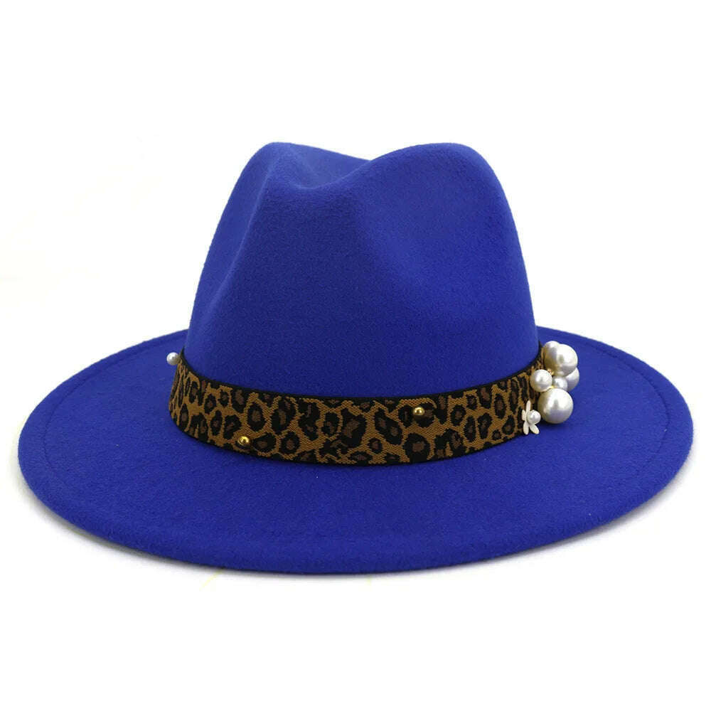 KIMLUD, 2021 Winter Autumn Imitation Woolen Women Men Ladies Fedoras Hat Jazz Caps European American Round Caps Bowler Hats, KIMLUD Womens ClothesKIMLUD, 2021 Winter Autumn Imitation Woolen Women Men Ladies Fedoras Hat Jazz Caps European American Round Caps Bowler Hats, Blue / 56-60cm, KIMLUD APPAREL - Womens Clothes